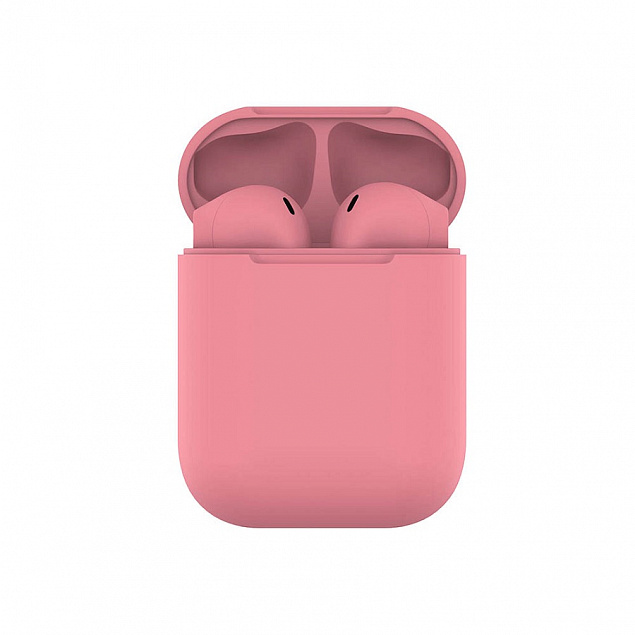 Наушники беспроводные с зарядным боксом TWS AIR SOFT, цвет розовый с логотипом в Астрахани заказать по выгодной цене в кибермаркете AvroraStore