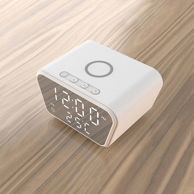 Настольные часы "Smart Clock" с беспроводным (15W) зарядным устройством, будильником и термометром с логотипом в Астрахани заказать по выгодной цене в кибермаркете AvroraStore