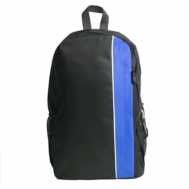 Рюкзак PLUS, чёрный/синий, 44 x 26 x 12 см, 100% полиэстер 600D с логотипом в Астрахани заказать по выгодной цене в кибермаркете AvroraStore