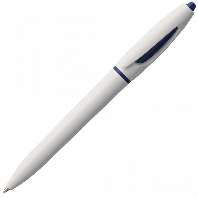 Ручка шариковая S! (Си), белая с темно-синим с логотипом в Астрахани заказать по выгодной цене в кибермаркете AvroraStore