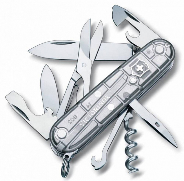 Офицерский нож CLIMBER 91, прозрачный серебристый с логотипом в Астрахани заказать по выгодной цене в кибермаркете AvroraStore