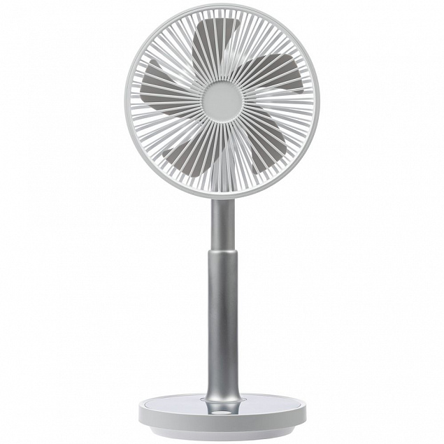 Настольный беспроводной вентилятор с подсветкой inBreeze, белый c серым с логотипом в Астрахани заказать по выгодной цене в кибермаркете AvroraStore