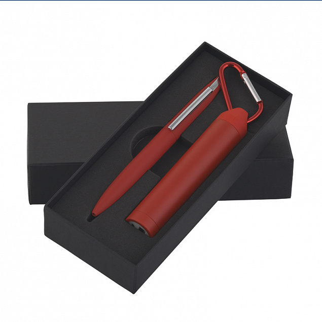 Набор ручка + зарядное устройство 2800 mAh в футляре, прорезиненный красный с логотипом в Астрахани заказать по выгодной цене в кибермаркете AvroraStore