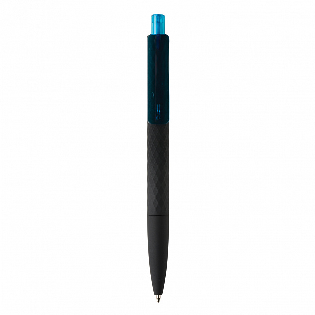 Черная ручка X3 Smooth Touch, синий с логотипом в Астрахани заказать по выгодной цене в кибермаркете AvroraStore