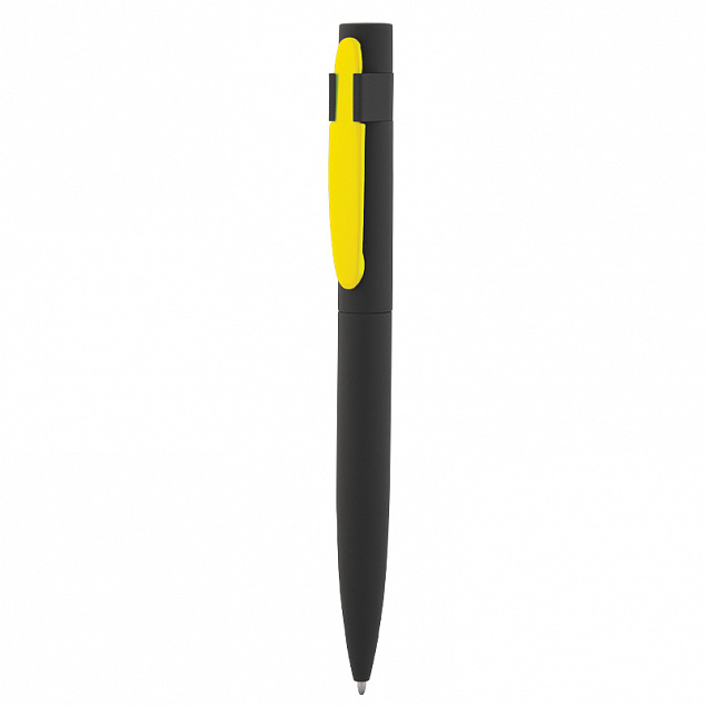 Ручка шариковая "Lip", черный/желтый, покрытие soft touch с логотипом в Астрахани заказать по выгодной цене в кибермаркете AvroraStore