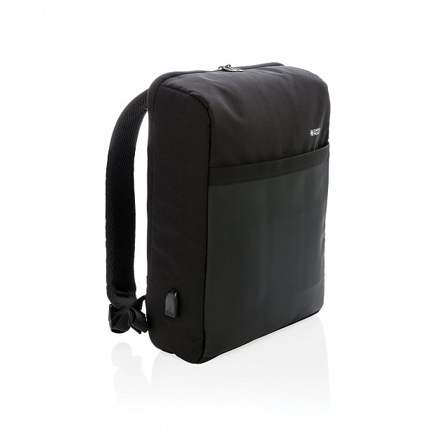 Антикражный рюкзак Swiss Peak 15"  с RFID защитой и разъемом USB, черный с логотипом в Астрахани заказать по выгодной цене в кибермаркете AvroraStore