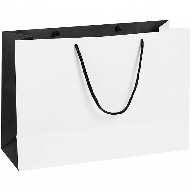 Пакет бумажный Bicolor, белый с черным с логотипом в Астрахани заказать по выгодной цене в кибермаркете AvroraStore