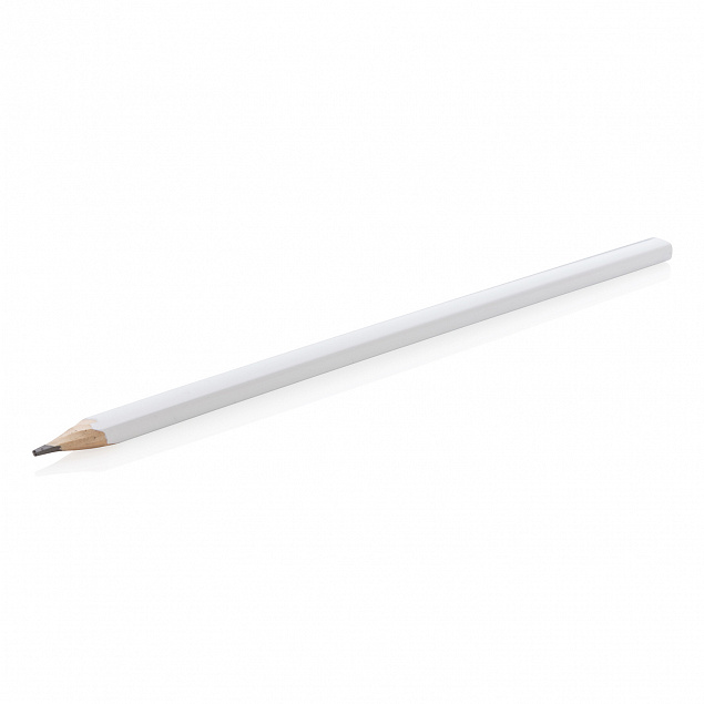 Деревянный карандаш, 25 см, белый с логотипом в Астрахани заказать по выгодной цене в кибермаркете AvroraStore