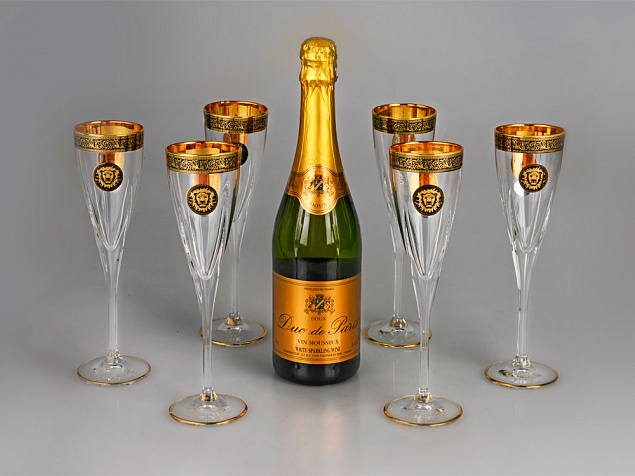 Набор бокалов для шампанского «Сила льва» с логотипом в Астрахани заказать по выгодной цене в кибермаркете AvroraStore