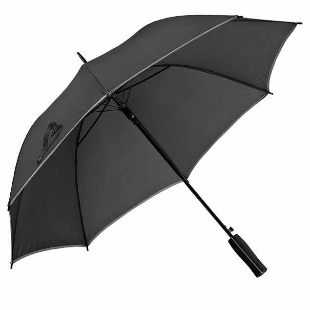 Зонт-трость Jenna, черный с серым с логотипом в Астрахани заказать по выгодной цене в кибермаркете AvroraStore