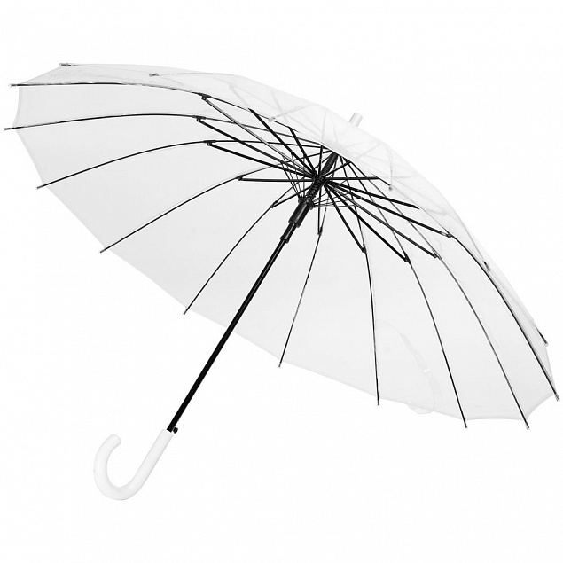 Прозрачный зонт-трость Clear 16 с логотипом в Астрахани заказать по выгодной цене в кибермаркете AvroraStore