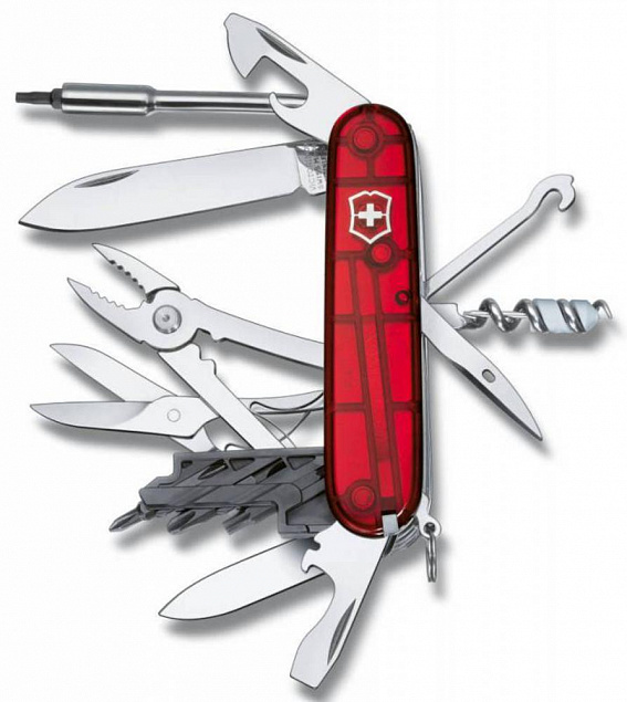 Офицерский нож CyberTool L, прозрачный красный с логотипом в Астрахани заказать по выгодной цене в кибермаркете AvroraStore