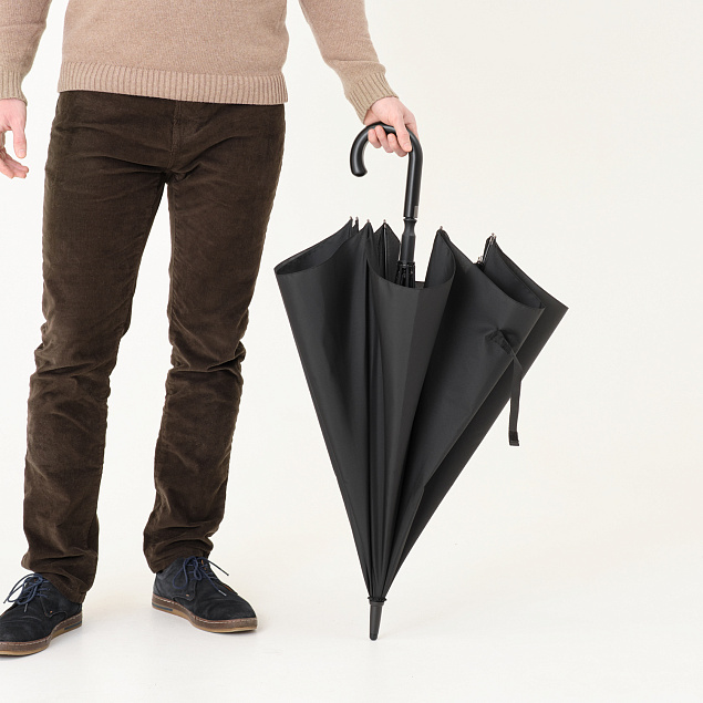 Зонт-трость Dune, черный с логотипом в Астрахани заказать по выгодной цене в кибермаркете AvroraStore