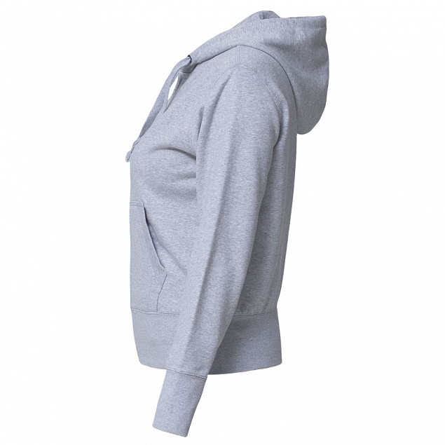 Толстовка женская Hooded Full Zip серый меланж с логотипом в Астрахани заказать по выгодной цене в кибермаркете AvroraStore