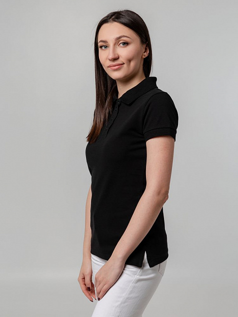 Рубашка поло женская Virma Premium Lady, черная с логотипом в Астрахани заказать по выгодной цене в кибермаркете AvroraStore