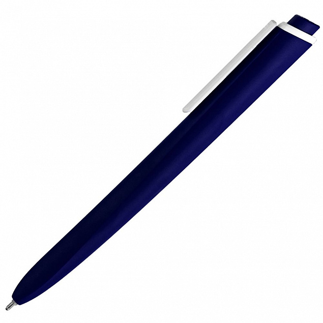 Ручка шариковая Pigra P02 Mat, темно-синяя с белым с логотипом в Астрахани заказать по выгодной цене в кибермаркете AvroraStore