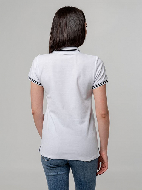 Рубашка поло женская Virma Stripes Lady, белая с логотипом в Астрахани заказать по выгодной цене в кибермаркете AvroraStore