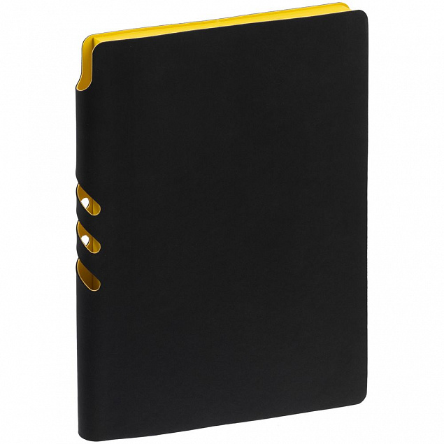 Ежедневник Flexpen Black, недатированный, черный с желтым с логотипом в Астрахани заказать по выгодной цене в кибермаркете AvroraStore