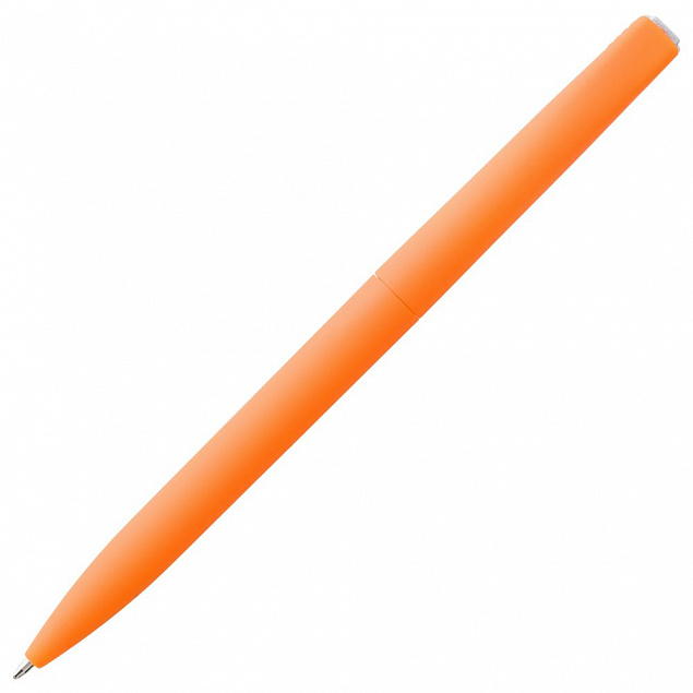 Ручка шариковая Pin Soft Touch, оранжевая с логотипом в Астрахани заказать по выгодной цене в кибермаркете AvroraStore