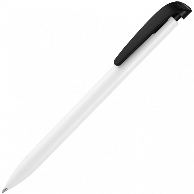 Ручка шариковая Favorite, белая с черным с логотипом в Астрахани заказать по выгодной цене в кибермаркете AvroraStore