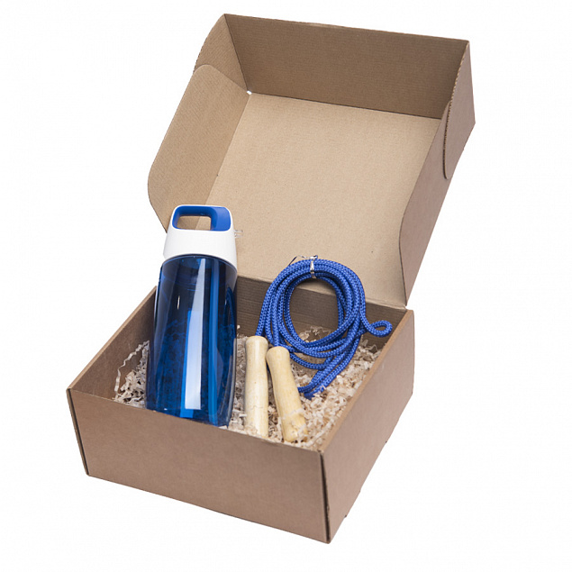 Набор подарочный INMODE: бутылка для воды, скакалка, стружка, коробка, синий с логотипом в Астрахани заказать по выгодной цене в кибермаркете AvroraStore
