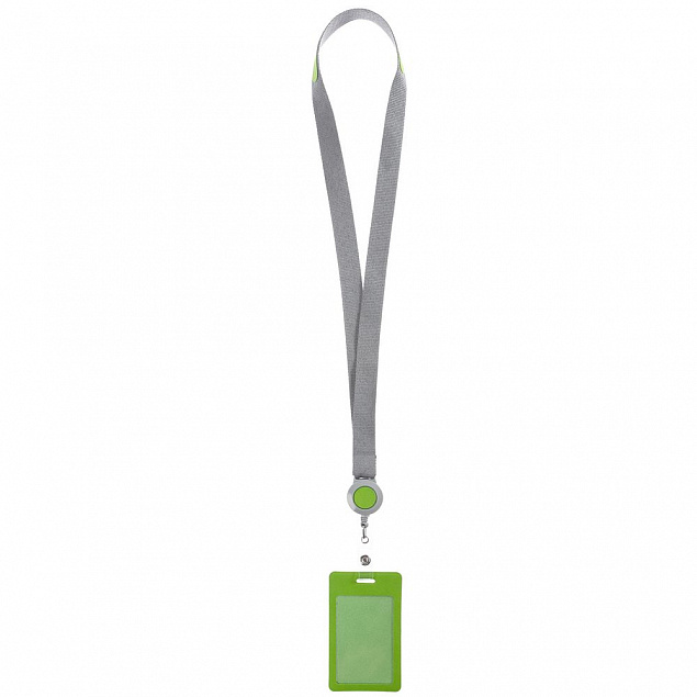 Чехол для пропуска с лентой и ретрактором Devon, зеленый с логотипом в Астрахани заказать по выгодной цене в кибермаркете AvroraStore