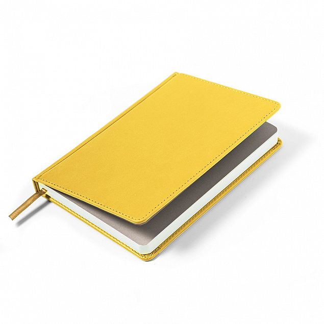 Ежедневник недатированный Campbell, А5, желтый, белый блок с логотипом в Астрахани заказать по выгодной цене в кибермаркете AvroraStore