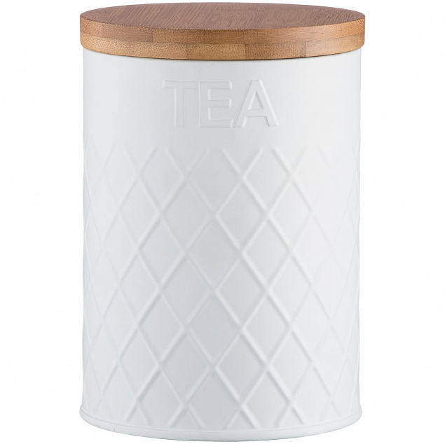 Емкость для хранения чая Embossed, белая с логотипом в Астрахани заказать по выгодной цене в кибермаркете AvroraStore