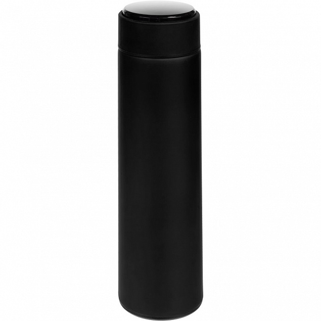 Смарт-бутылка с заменяемой батарейкой Long Therm Soft Touch, черная с логотипом в Астрахани заказать по выгодной цене в кибермаркете AvroraStore