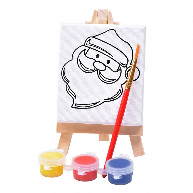Набор для раскраски  "Дед Мороз":холст,мольберт,кисть, краски 3шт с логотипом в Астрахани заказать по выгодной цене в кибермаркете AvroraStore