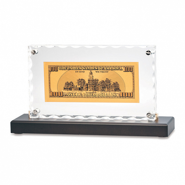 "Банкнота 100 USD"в стекле с логотипом в Астрахани заказать по выгодной цене в кибермаркете AvroraStore