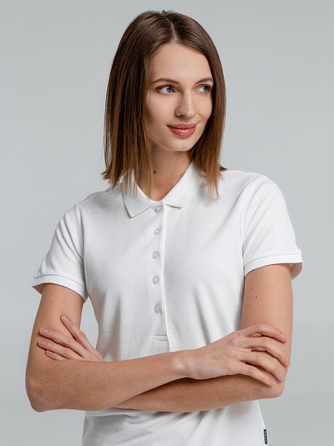 Рубашка поло женская Neptune, белая с логотипом в Астрахани заказать по выгодной цене в кибермаркете AvroraStore