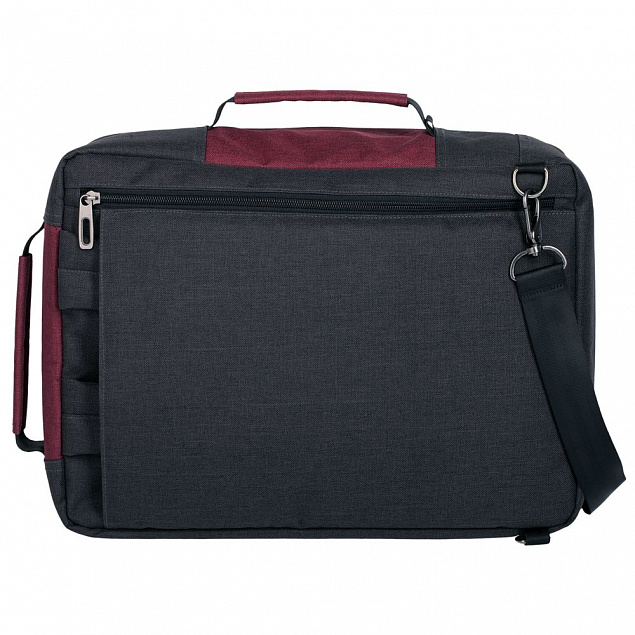 Рюкзак для ноутбука 2 в 1 twoFold, серый с бордовым с логотипом в Астрахани заказать по выгодной цене в кибермаркете AvroraStore