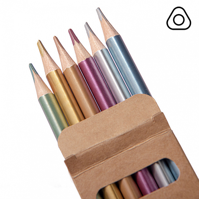 Набор цветных карандашей METALLIC, 6 цветов с логотипом в Астрахани заказать по выгодной цене в кибермаркете AvroraStore