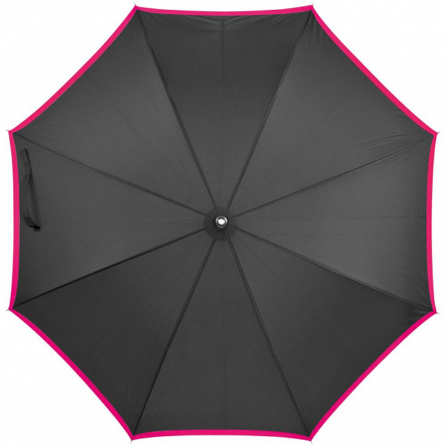 Зонт-трость Highlight, черный с розовым с логотипом в Астрахани заказать по выгодной цене в кибермаркете AvroraStore