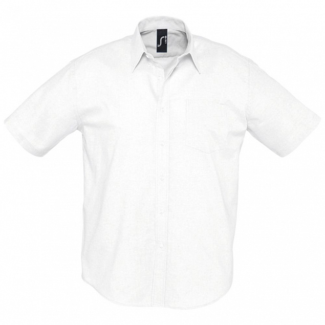 Рубашка мужская с коротким рукавом BRISBANE, белая с логотипом в Астрахани заказать по выгодной цене в кибермаркете AvroraStore