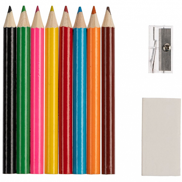 Набор Hobby с цветными карандашами, ластиком и точилкой, белый с логотипом в Астрахани заказать по выгодной цене в кибермаркете AvroraStore