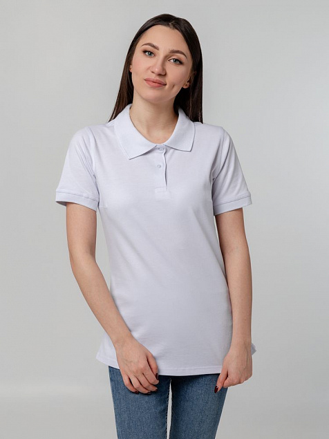 Рубашка поло женская Virma Stretch Lady, белая с логотипом в Астрахани заказать по выгодной цене в кибермаркете AvroraStore