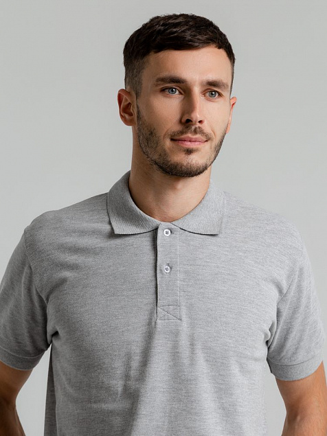Рубашка поло мужская Virma Premium, серый меланж с логотипом в Астрахани заказать по выгодной цене в кибермаркете AvroraStore