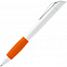Ручка шариковая Grip, белая с оранжевым с логотипом в Астрахани заказать по выгодной цене в кибермаркете AvroraStore