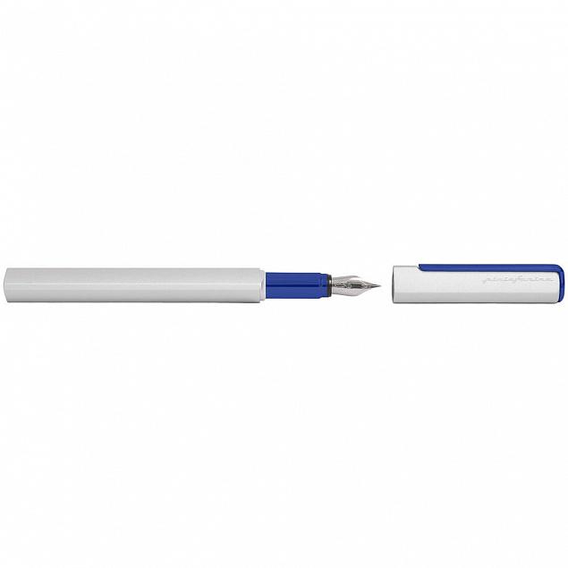 Ручка перьевая PF One, серебристая с синим с логотипом в Астрахани заказать по выгодной цене в кибермаркете AvroraStore