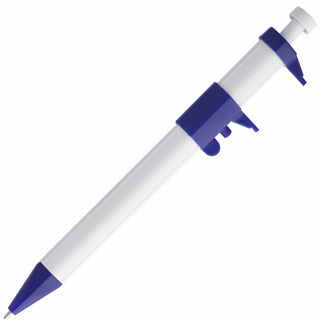Ручка шариковая «Штангенциркуль», белая с синим с логотипом в Астрахани заказать по выгодной цене в кибермаркете AvroraStore