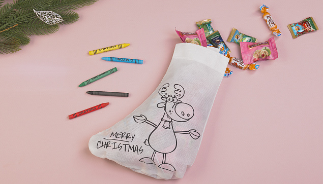 Мешок-раскраска "Merry christmas" с восковыми мелками с логотипом в Астрахани заказать по выгодной цене в кибермаркете AvroraStore