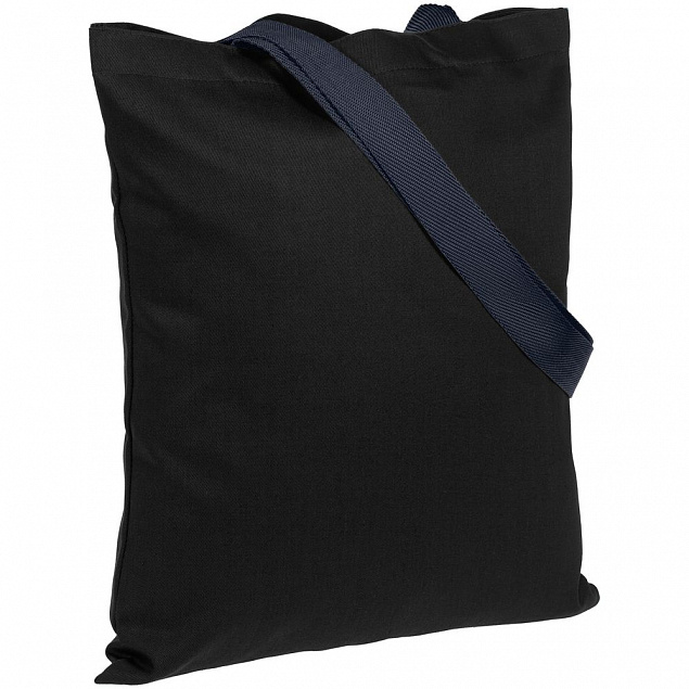 Холщовая сумка BrighTone, черная с темно-синими ручками с логотипом в Астрахани заказать по выгодной цене в кибермаркете AvroraStore
