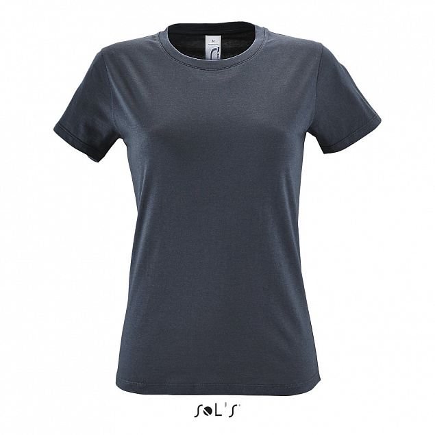 Фуфайка (футболка) REGENT женская,Тёмно-серый/графит L с логотипом в Астрахани заказать по выгодной цене в кибермаркете AvroraStore