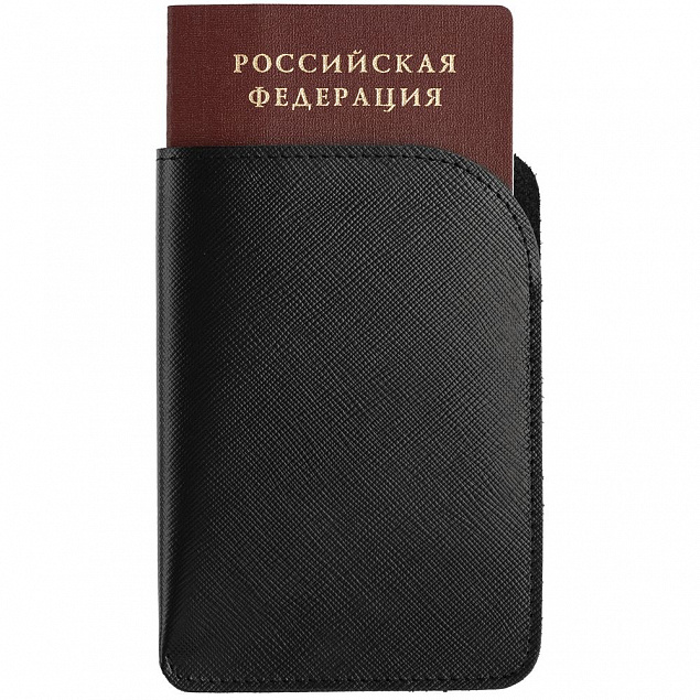 Чехол для паспорта Linen, черный с логотипом в Астрахани заказать по выгодной цене в кибермаркете AvroraStore