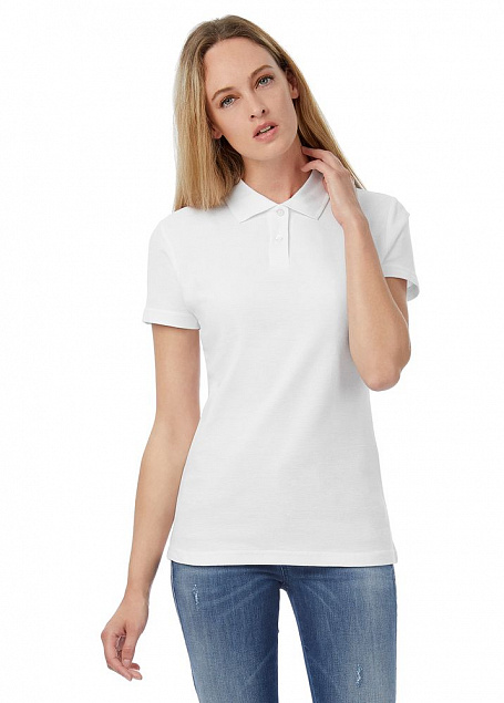 Рубашка поло женская ID.001 белая с логотипом в Астрахани заказать по выгодной цене в кибермаркете AvroraStore