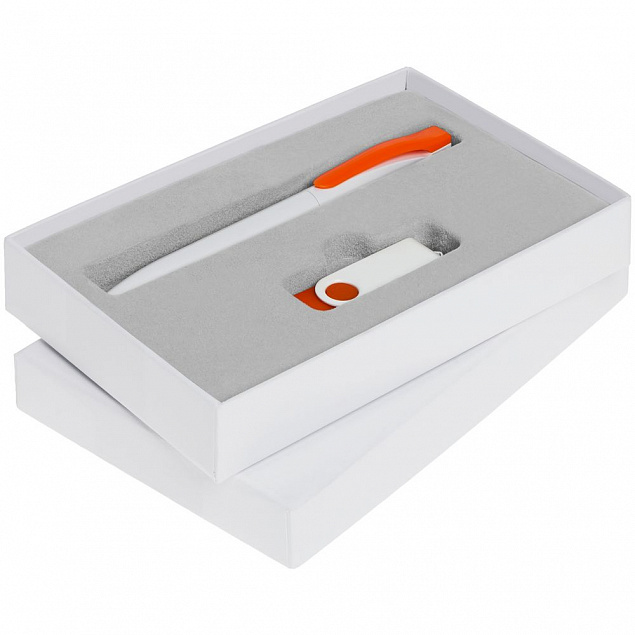 Набор Twist White, белый с оранжевым, 8 Гб с логотипом в Астрахани заказать по выгодной цене в кибермаркете AvroraStore