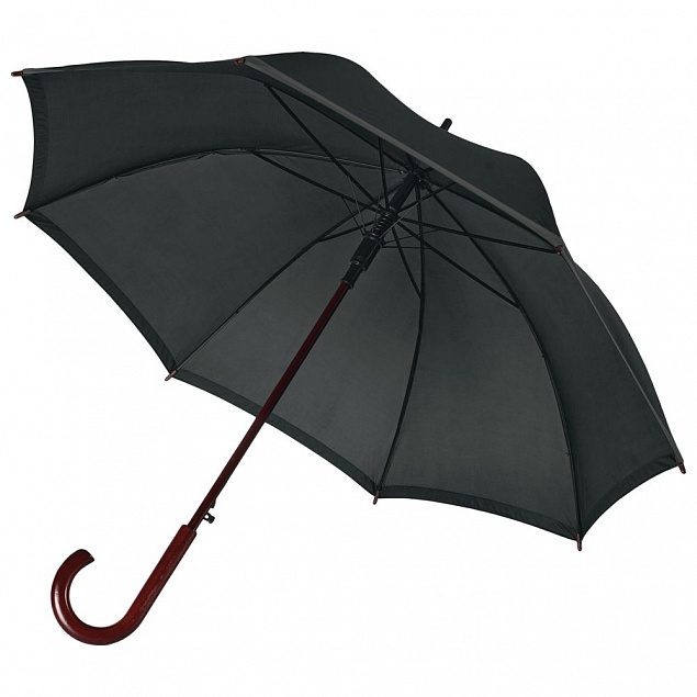 Зонт-трость светоотражающий Reflect, черный с логотипом в Астрахани заказать по выгодной цене в кибермаркете AvroraStore