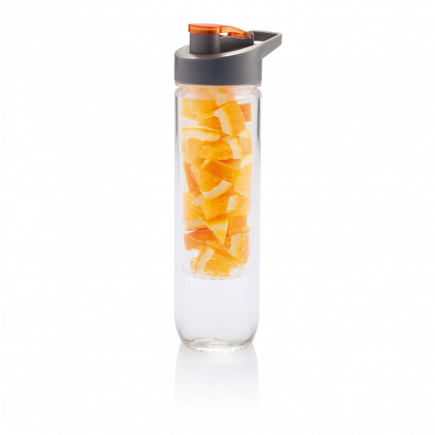 Бутылка для воды Tritan с контейнером для фруктов, 800 мл, оранжевый с логотипом в Астрахани заказать по выгодной цене в кибермаркете AvroraStore